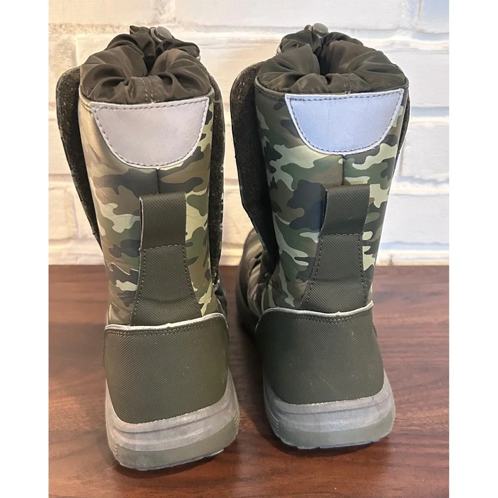 Lands End Kids Camo Snow Boots Green Camouflage Insulated Winter 7M Outdoor Boys